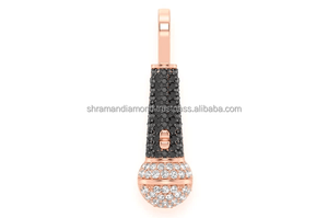 จี้ไมโครโฟนทองคำแท้ 10K ประดับเพชรโมอิสซาไนต์ สร้อยคอแบบสั่งทำได้ สไตล์ฮิปฮอป สตรีทมิวสิค คาราโอเกะ เครื่องประดับแฟชั่นสำหรับทุกเพศ รูปทรงเรขาคณิต ทันสมัย - Product Image 6