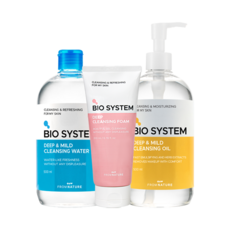 Set di Pulizia Viso in 3 Fasi Fromnature Bio System [Olio, Schiuma, Acqua] 1 Unità in Flaconi a Prezzo Scontato - Product Image 1