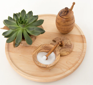 Pot à sucre en bois pour la maison, plat rond en bois naturel, pot rond pour sucre et sel, accessoires de cuisine, pots à sucre en bois - Product Image 1