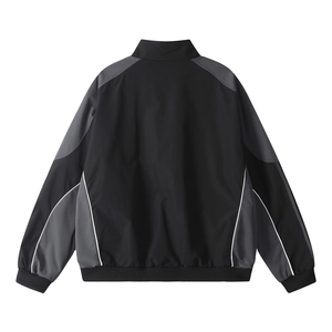 Ensemble de survêtement sportif unisexe à manches longues avec veste zippée color block et pantalon à cordon de serrage, séchage rapide, en polyester, pour l'automne - Product Image 3