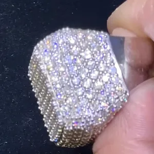 Luxury Moissanite Diamond <b>Ring</b> 925 Sterling Silver Hip Hop Iced Out <b>Statement</b> <b>Ring</b> For Men Women - Product Image 5