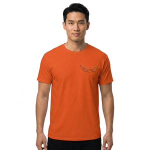 Camiseta de Manga Corta para Hombre, Color Naranja, con Logotipo de Ala en Relieve en la Parte Delantera, Cuello Redondo, Corte Regular - Product Image 3