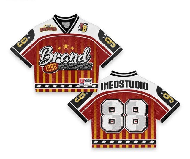 IOTA SPORTS Cropped Mesh Jerseys 100% Polyester Sublimation Printed American Football Boxy Fit Heavyweight Mesh Jerseys Unisex
