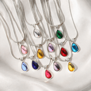 <b>Ruby</b> Quartz Teardrop Pendant <b>Necklace</b> 925 Sterling Silver Minimalist Gemstone Moissanite Jewelry for Women Wholesale - Product Image 2