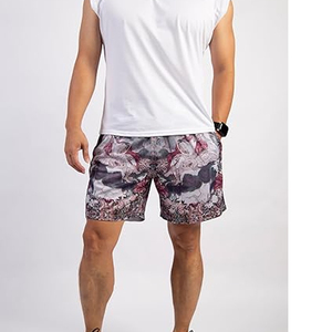 กางเกงขาสั้นออกกำลังกายลายพรางขายส่งสำหรับผู้ชาย พิมพ์ลายโลโก้แบบซับลิเมชั่นตามสั่ง ผ้าฝ้ายเนื้อหนา มีเชือกผูก เหมาะสำหรับวิ่งและฟิตเนส - Product Image 3