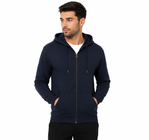 Sudadera con capucha y cremallera para hombre, que ofrece una suavidad cálida y un estilo cómodo, ideal para viajes, sesiones de gimnasio y atuendos casuales diarios. - Product Image 1