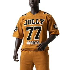 Camiseta de fútbol para hombre, tela de poliéster de 220 g/m², suave y transpirable, con logotipo personalizado bordado, 100 % algodón, corte holgado, estampada. - Product Image 1