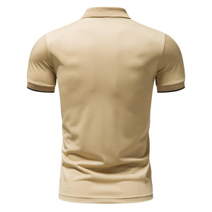 เสื้อถักลายทางบล็อกสีแฟชั่นผู้ชาย |   แขนสั้นสำหรับใส่คอกลม ป้องกันรอยยับ สวมใส่สบายในฤดูร้อน - Product Image 2