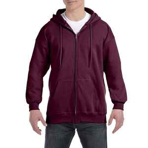 Sweat-shirt à capuche zippé pour homme, couleur bordeaux, coupe classique, en tissu French Terry, décontracté, maintenant disponible à la vente à des prix raisonnables - Product Image 3