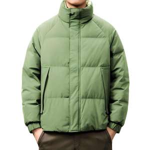 Doudoune épaisse noire à capuche et col montant pour homme, 90 % duvet, imperméable, respirante, zippée, chaude, décontractée, pour l'hiver - Product Image 3