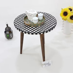 Table basse de salle à manger moderne en bois d'acacia et résine, faite à la main, étanche, pour salon, mariage, anniversaire, retraite, Diwali - Product Image 1