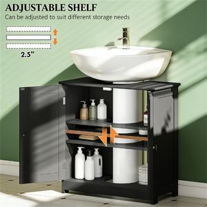 Black <b>Storage</b> Cabinet for Bathroom <b>Sink</b> Bathroom Vanities - Product Image 3