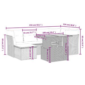 Divano da 7 pezzi in Poly Rattan nero con cuscini eleganti mobili da esterno - Product Image 3