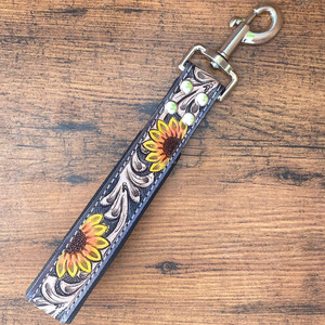 Manufacturer Wholesale Custom Hand Tooled Leather Traffic Lead Traffic Leash Short Leash for Dog Training Traffic <b>Padded</b> Handle - Product Image 2