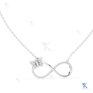 Lab Grown Diamond Infinity Butterfly Station Necklace 14K 18K <b>Solid</b> <b>Gold</b> Pave Luxury <b>Pendant</b> Fine Women's Jewelry Gift Party - Product Image 3