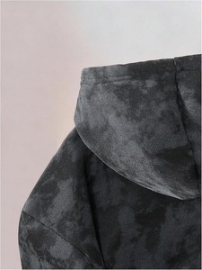 Sweat-shirt à capuche unisexe gris foncé, imprimé floral surdimensionné, en polaire, décontracté, pour l'automne - Product Image 4