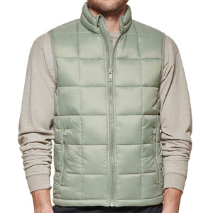 Gilet matelassé pour homme Zipro Industries, vert clair, col montant, fermeture éclair, coupe-vent, couleur unie, 220g, coque en polyester - Product Image 1