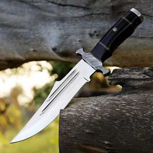 Couteau de chasse à lame fixe 8 Drop Point en acier au carbone avec manche en cuir, couteau Bowie à bord droit pour survie en extérieur OEM ODM - Product Image 2