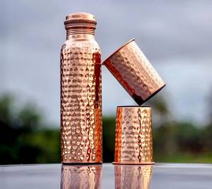 Botella de Agua Potable Ecológica de Cobre Antiguo con Tapa para Fiestas - Product Image 1