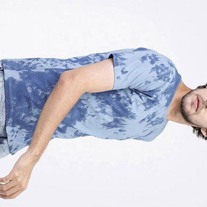 <b>Men's</b> <b>Tie</b>-Dye Short Sleeve T-Shirt O-Neck Regular Fit Cotton Jersey Casual Style <b>Blue</b> Patterned Top - Product Image 2