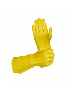 Genuine Leather Medieval Gauntlet <b>Gloves</b> Long Cuff Knight <b>Gloves</b> for Men Premium Yellow Costume Vintage We - Product Image 2