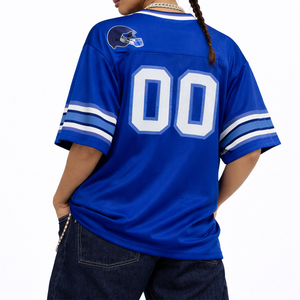 Camiseta de Fútbol Americano de Malla de Poliéster Azul Rey, Cuello en V, Talla Grande, Número de Equipo Personalizado, Uniforme Personalizado, Proveedor de Fábrica OEM al por Mayor - Product Image 6