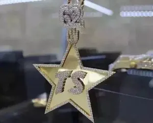 Colgante Personalizado para Hombre con Moissanita Real de Corte Redondo de 3 Quilates, Chapado en Oro Blanco de 14K - Product Image 1