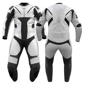 Traje de Motocicleta de Cuero para Hombre, Manga Larga, Color Blanco y Negro, Transpirable, para Carreras, Protección para Todas las Estaciones, 100% para Hombre - Product Image 1