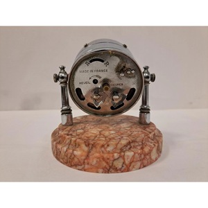 Horloge de bureau circulaire en marbre et métal, mouvement mécanique, design traditionnel, affichage silencieux sans tic-tac - Product Image 3