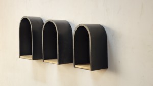 Black Arch Wall Shelf Metal Frame Wooden Base Storage - Industrial Design - Product Image 6