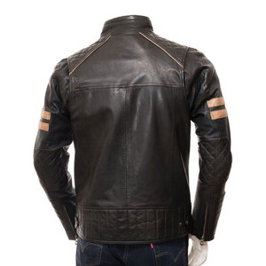 Veste en cuir zippée décontractée pour jeunes hommes, design de logo personnalisé OEM, veste en cuir simple pour hommes - Product Image 2
