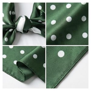 Women's <b>Green</b> Polka Dot <b>Silk</b> Square Scarf Elegant Multi-Functional Fashion Accessory All Seasons - Product Image 4
