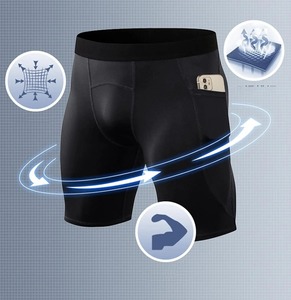 Shorts de compression pour homme en tissu Oxford uni, imperméables, écologiques, respirants et à séchage rapide pour la musculation - Product Image 6