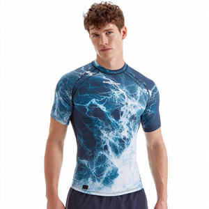 T-shirt de compression imprimé pour homme 100 % polyester, col rond, pour entraînement et fitness, haut de compression par sublimation pour homme - Product Image 2