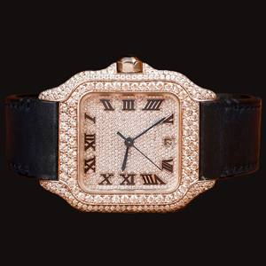 Nouvelle montre de luxe bicolore en acier inoxydable avec mouvement à quartz et diamants Moissanite VVS1, calendrier intégré, en gros et à prix abordable - Product Image 1