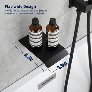 Grifo de Bañera y Ducha de Mano NPT Macho Negro Mate, Sistema de Grifería de Cascada Sólida para Montaje en Pared - Product Image 4