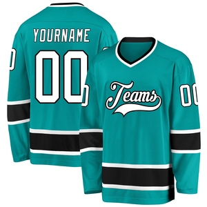 Maillot de hockey sur glace Aqua Blanc-Rouge personnalisé, 100 % polyester, séchage rapide, haute qualité, vente en gros, le plus vendu, directement de l'industrie - Product Image 2