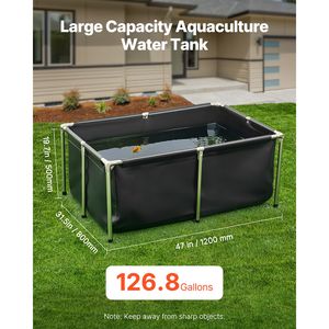 Vasca per Pesci da Giardino Pieghevole in PVC da 475 Litri, con Telaio Stabile, Design Rettangolare per Koi e Pesci Rossi, Nuovo Stile - Product Image 2