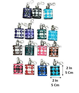 Mini Tooled Checkered Leather Wine Holder Hip Flasks Luxury Customized Promotional Gift Keychain 1oz Flask for Office Party - Product Image 2