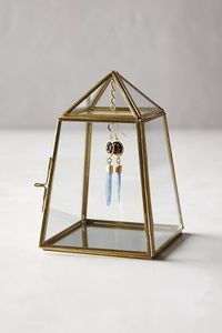 Brown Jewelry <b>Box</b> with Brass Frame Square Design for Necklace Ring Storage <b>Vanity</b> Desk Use - Product Image 2