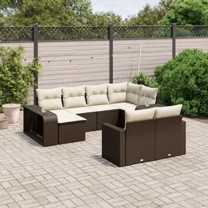 Conjunto de Sofás de Jardín de Ratán PE Marrón y Acero con Recubrimiento en Polvo, Muebles de Jardín - Product Image 1