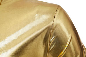 Chemise habillée formelle pour homme en satin, personnalisable (ODM), couleurs variées, pour soirée, boîte de nuit, discothèque, spectacle sur scène, manches courtes - Product Image 4