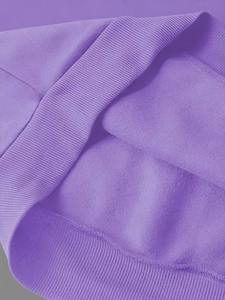 Sudadera con Capucha Morada para Mujer, Color Sólido, Manga Larga, Informal, de Algodón Tejido, con Bolsillos, para Otoño - Product Image 4