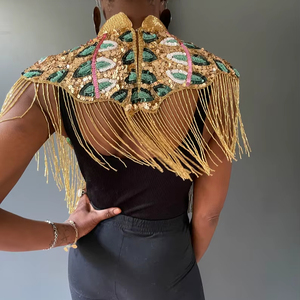 Elegant Party Stylish Handmade Customisable <b>Tops</b> Blouse Sequined Embroidery Fully Beaded Gold Work Multi-Wearable Short Outfit - Product Image 1