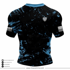Rashguard à manches courtes personnalisé avec logo OEM, extensible dans les 4 sens, pour BJJ, MMA, sports de combat, couche de compression, haut de gamme - Product Image 5