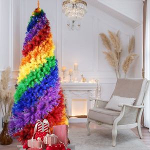 6ft Rainbow Spiral PVC <b>Artificial</b> Christmas <b>Tree</b> 1248 <b>Branch</b> Tips Unique Full L Design Colorful for Holiday Decorations - Product Image 2