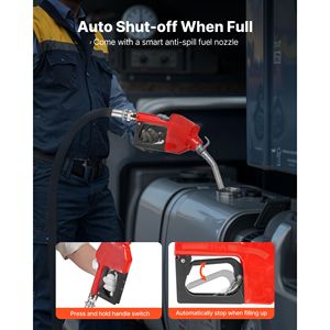 Portable <b>12V</b> <b>DC</b> 10 GPM Fuel Transfer Pump Kit with Auto Shut Nozzle and Discharge Hose Overheat Protection - Product Image 3