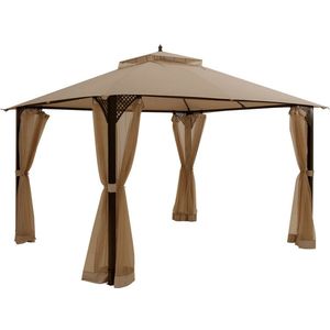 Gazebo da Esterno 12 x 10 Piedi con Doppio Tetto e Zanzariera, Tettoia e Pergola Durevoli per Ombreggiatura e Privacy - Product Image 1