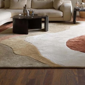 Abstract Modern Area Rug Neutral Earth Tone Hand Tufted Wool Carpet Contemporary Living Room Bedroom Artistic Floor Decor Design - Product Image 4