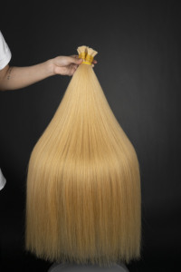 Vietnamien 100% Extension de tissage de cheveux humains non transformés Dôme Cap brut doux pas cher en vrac soyeux vague droite vierge blonde - Product Image 6